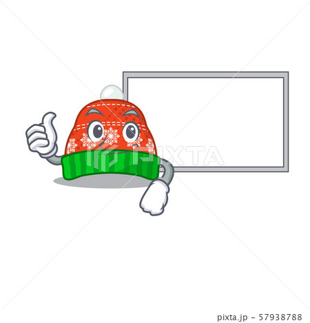 Thumbs up with board winter hat isolated in the character Thumbs up with board winter hat isolated in the character 57938788