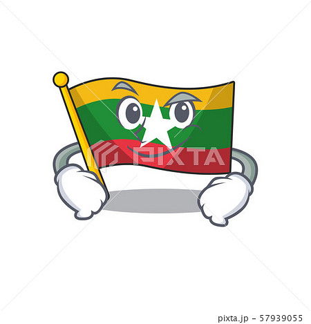 Smirking flag myanmar was hoisted cartoon pole Smirking flag myanmar was hoisted cartoon pole 57939055