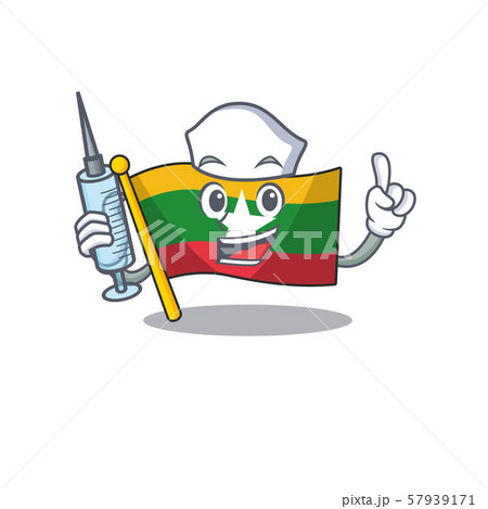 Nurse flag myanmar was hoisted cartoon pole 57939171