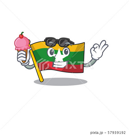 With ice cream flag myanmar was hoisted cartoon pole With ice cream flag myanmar was hoisted cartoon pole 57939192