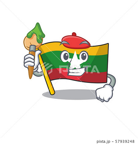 Artist Flag Myanmar Isolated In The Mascotのイラスト素材