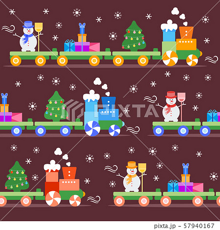 Seamless pattern Christmas train New Year 2019 57940167