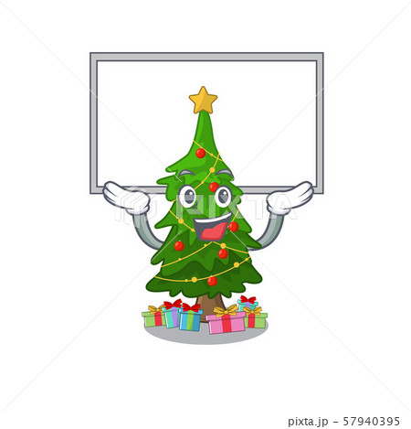 Up board christmas tree cartoon shape a character Up board christmas tree cartoon shape a character 57940395