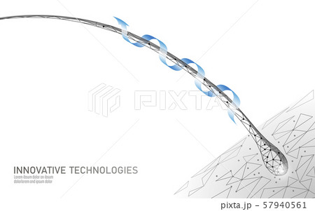 Hair protect care cosmetic technology 3D concept. Hair follicles structure repair shampoo salon 57940561