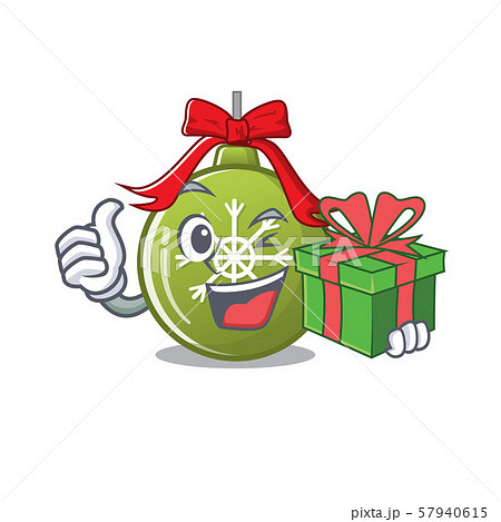 With gift christmas ball green with mascot shape 57940615