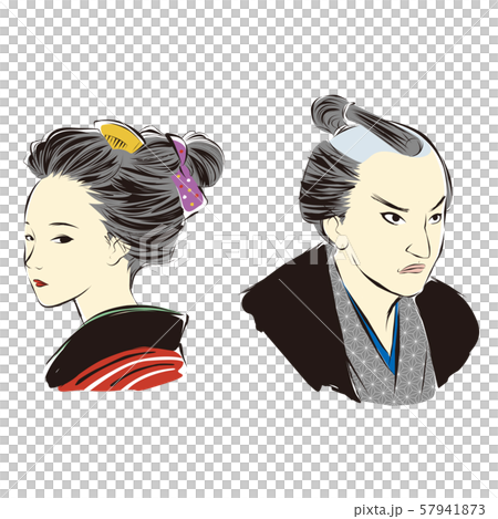 江戸時代 時代劇 男女のイラスト素材