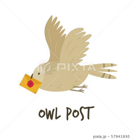 Cute flying owl with a letter. Owl post 57941930