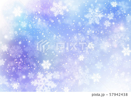 ブルーカラフル雪柄のイラスト素材