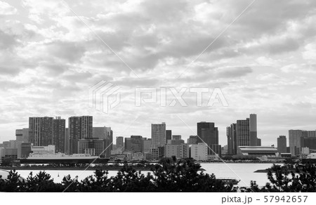 Tokyo cityscape Odaiba bay view at evening black Tokyo cityscape Odaiba bay view at evening black 57942657