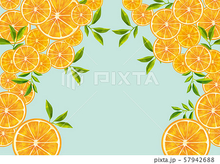 オレンジ Orange オレンジ 果物 水彩 手書き にじみ 植物 果実 果汁のイラスト素材