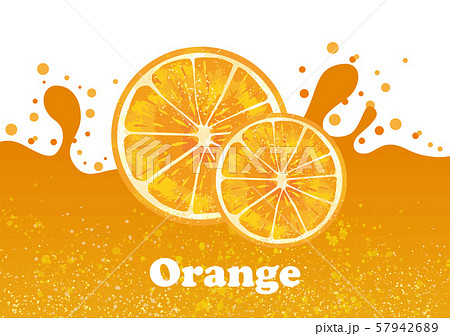 オレンジ Orange オレンジ 果物 水彩 手書き にじみ 植物 果実 果汁 オレンジジュースのイラスト素材