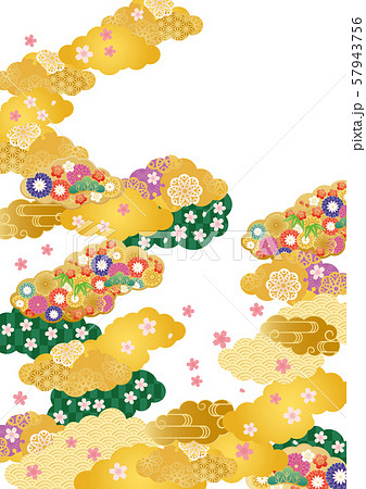 背景素材-桜と雲柄あ-2 57943756