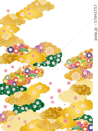 背景素材-桜と雲柄あ-2テク 背景素材-桜と雲柄あ-2テク 57943757