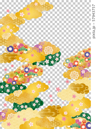 背景素材-桜と雲柄あ-2テク 背景素材-桜と雲柄あ-2テク 57943757