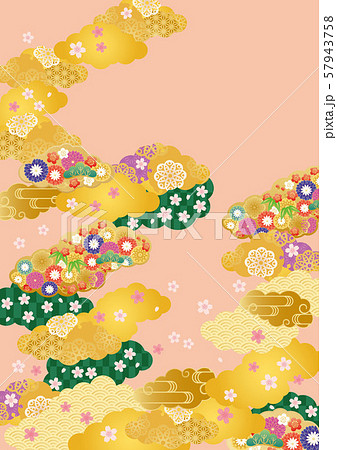背景素材-桜と雲柄い-1 背景素材-桜と雲柄い-1 57943758