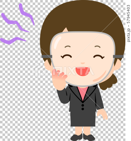 笑顔の仮面を被ったスーツの女性	 57945403