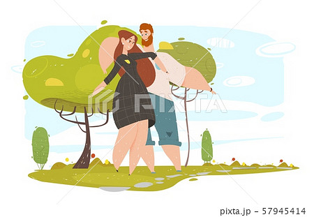 Loving Couple Walking in City Park in Sunny Summer 57945414
