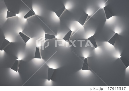 Cold light background. Design pattern. Web design background. Lights on ceiling. Light and shadow 57945517