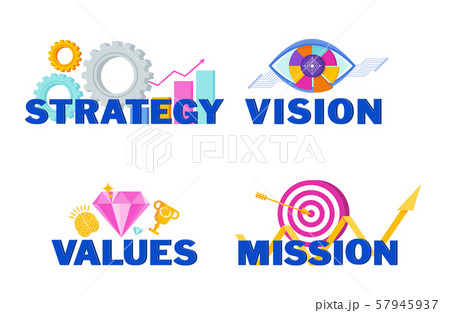 Business Vision Mission Values And Strategy のイラスト素材