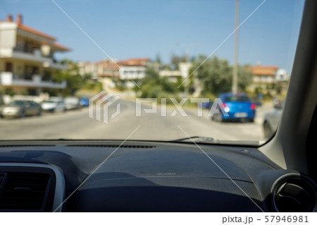 inside view of the car on the road inside view of the car on the road 57946981