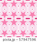 Seamless geometric pattern of pink stars and polygon shapes with white lines. Use as background, wallpaper, gift wrap paper, tile and fabric prints. 57947596