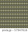 Seamless geometric pattern of black flowers and polygon shapes with yellow stroke lines. Use as background, wallpaper, wrap paper, or fabric print. 57947616