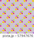 Abstract seamless pattern of colorful polygon geometric shapes in orange, yellow, green, red and violet colors on light purple background. 57947676