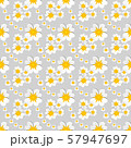 Seamless floral pattern of white flowers with yellow pollen on gray background. Use as wallpaper, gift wrap paper, tile, fabric prints. 57947697