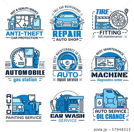 Vehicle repair and maintenance service icons 57948313