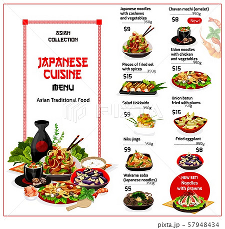 Japanese cuisine menu, traditional dishes Japanese cuisine menu, traditional dishes 57948434