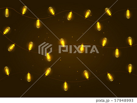 Set of golden xmas glowing garland. 57948993