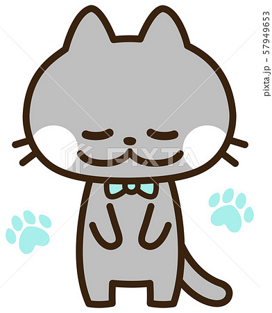 お辞儀をする可愛い猫 ロシアンブルーのイラスト素材