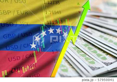 Venezuela flag and chart growing US dollar 57950041
