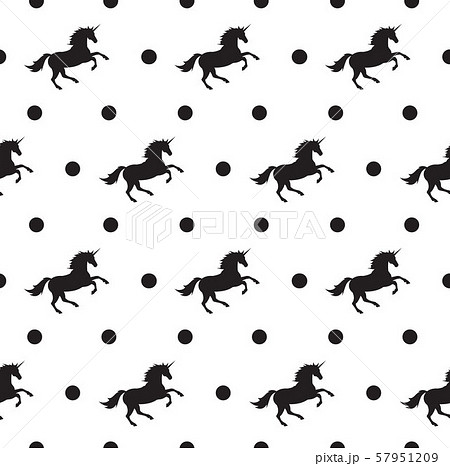 Vector seamless pattern of black unicorn and dot 57951209