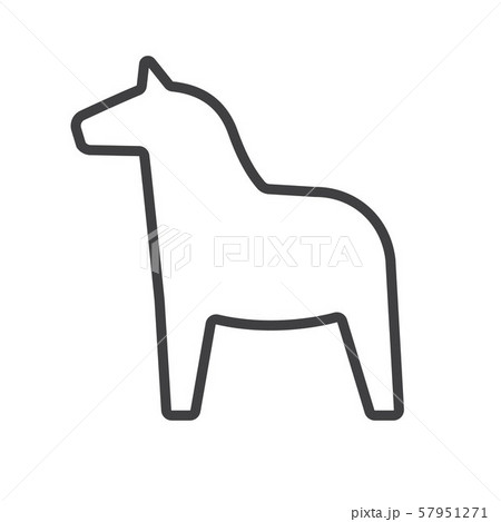 Vector black outline Scandinavian Swedish horse Vector black outline Scandinavian Swedish horse 57951271