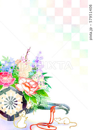 花車とネズミ年賀状 花車とネズミ年賀状 57951406