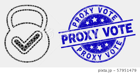 Vector Dot Valid Weight Icon and Grunge Proxy Vote Stamp Seal 57951479