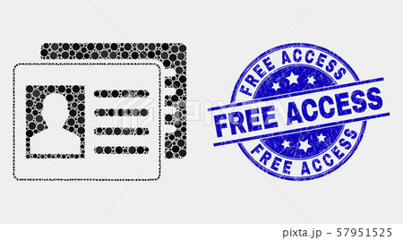 Vector Dotted User Id Cards Icon and Scratched Free Access Seal Vector Dotted User Id Cards Icon and Scratched Free Access Seal 57951525