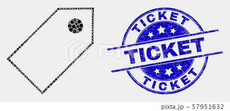 Vector Dotted Tag Icon and Grunge Ticket Seal Vector Dotted Tag Icon and Grunge Ticket Seal 57951632