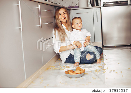 Mother with son at home Mother with son at home 57952557