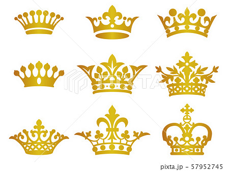 金色の王冠 イラストセットのイラスト素材