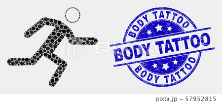 Vector Pixel Running Man Icon and Distress Body Tattoo Stamp Seal Vector Pixel Running Man Icon and Distress Body Tattoo Stamp Seal 57952815