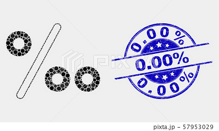 Vector Dotted Per Mille Icon and Distress 0.00 percent Seal 57953029