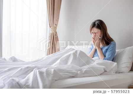 woman has running nose woman has running nose 57955023