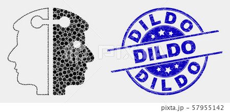 Vector Pixelated Dual Head Link Icon and Distress Dildo Stamp 57955142