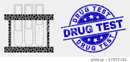 Vector Dotted Chemical Test Tubes Icon and Grunge Drug Test Stamp 57955191