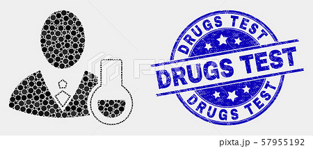Vector Pixelated Chemical Scientist Icon and Distress Drugs Test Stamp 57955192