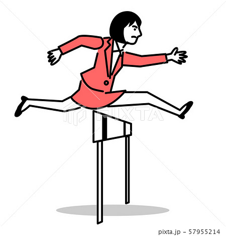 ハードルを飛び越えるビジネスウーマン 57955214