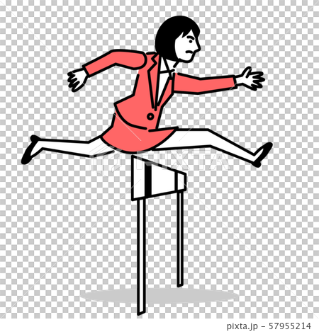 ハードルを飛び越えるビジネスウーマン 57955214