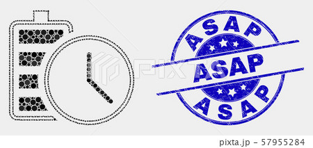 Vector Dotted Battery Charge Time Icon and Distress Asap Seal 57955284